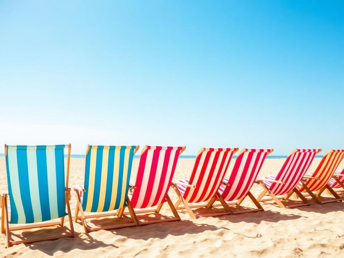 Striped deck chairs on sand at a Pop Up Beach hire installation